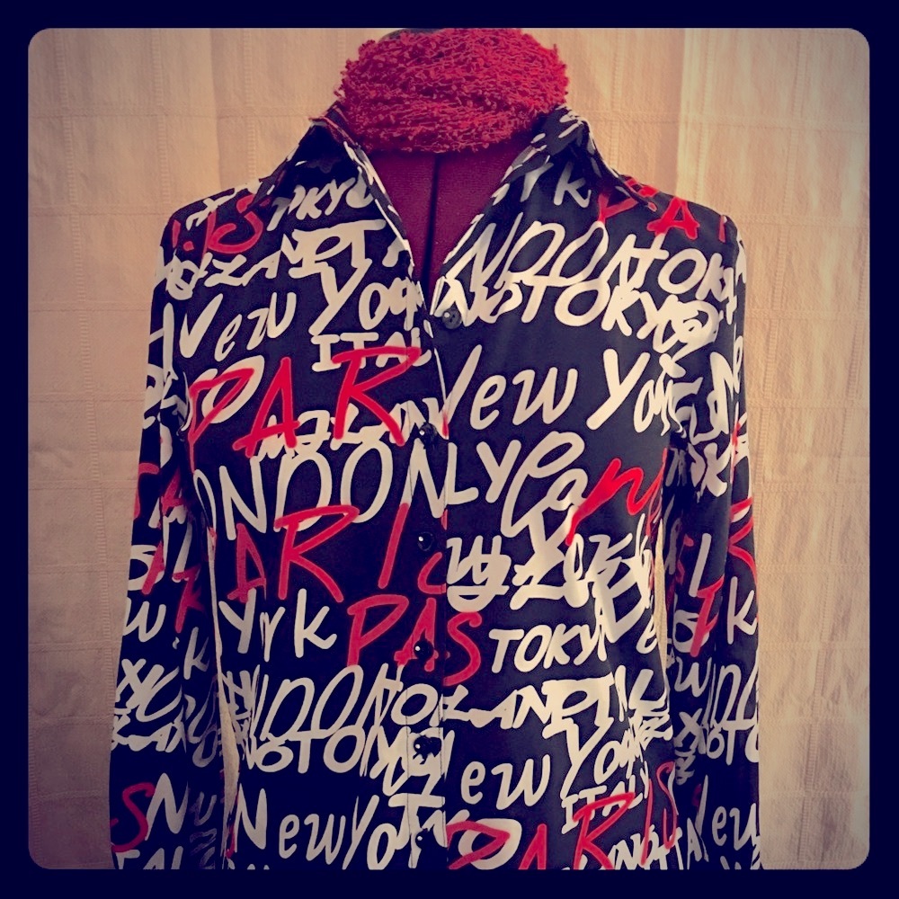 Mishca blouse Cities in Red or White Lettering